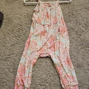 Bamboo Floral Pink and White Jumpsuit Nwot
